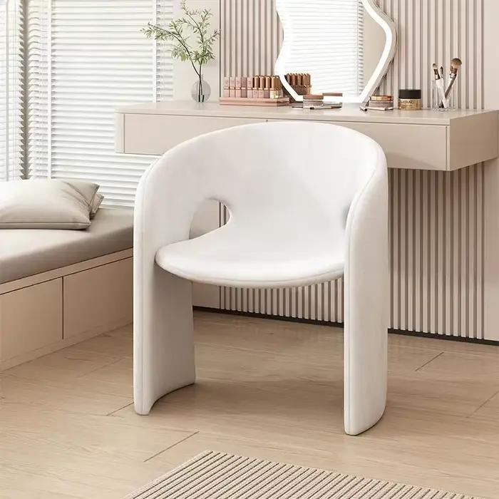 Tabouret de maquillage léger de luxe avec dossier de chambre à coucher, chaise de coiffeuse haut de 