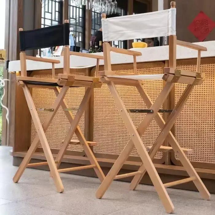 Chaises de bar en bois massif avec dossier, tabouret haut pliant, fauteuils modernes, piste de bar e