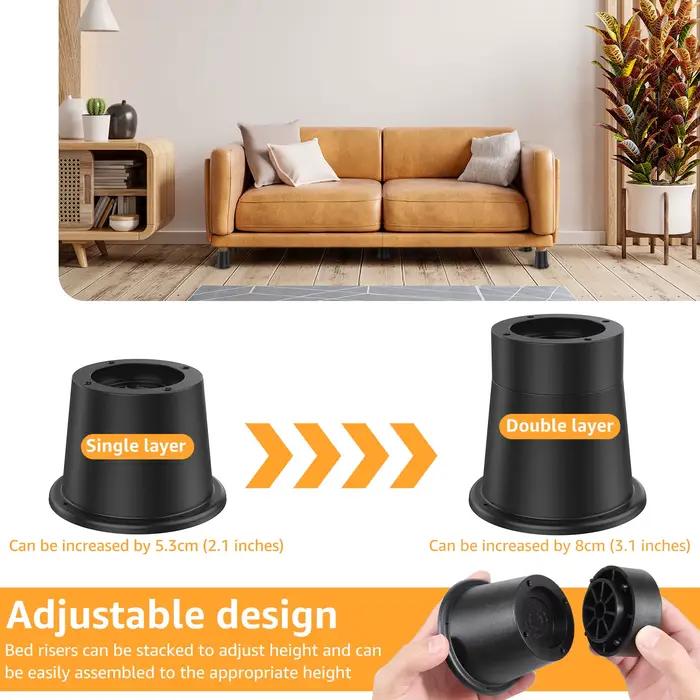 Coussinets rehaussants ronds en caoutchouc pour pieds de meubles, Supports jusqu'à 6000 lb, pour Tab