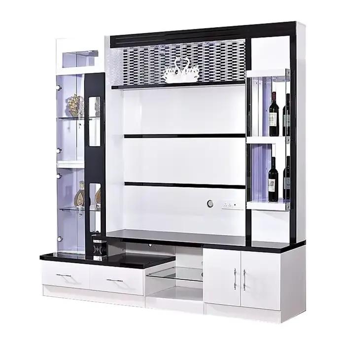 # Pour armoires de salon blanc noir MDF meuble tv coin verre meuble tv bois