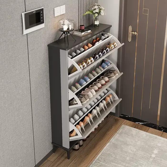 Armoire à chaussures d'entrée Ultra-mince avec rangement rabattable de grande capacité, meubles de m
