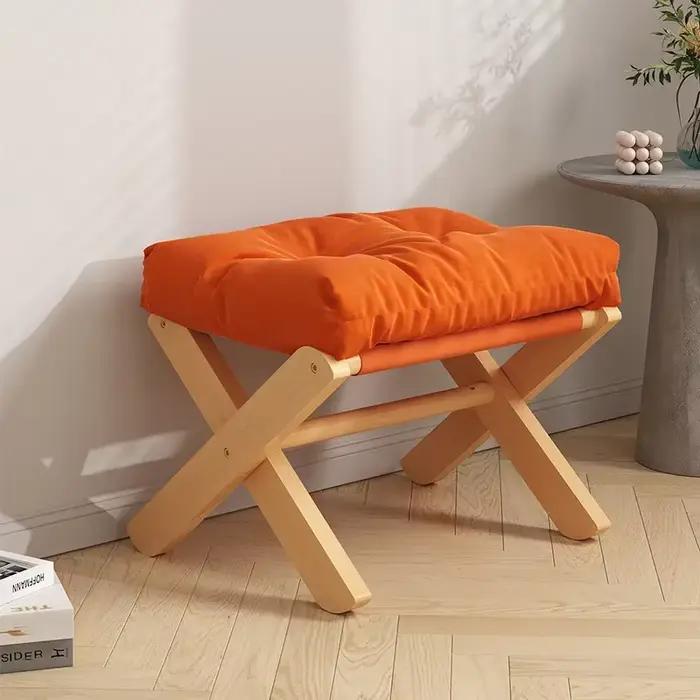 Petit Tabouret Ménager Court en Bois Massif, Table Basse de Salon, Petit Banc, Pieds de Canapé, Supp