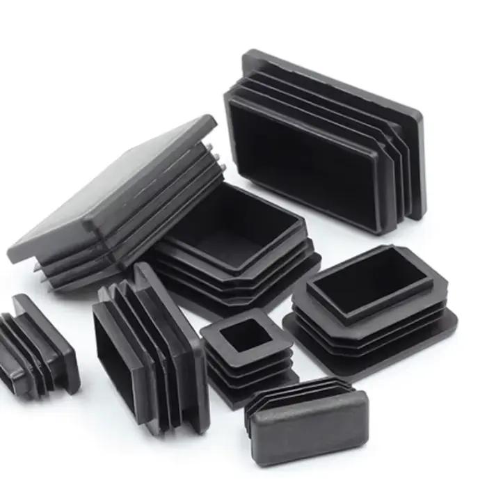 Bouchon d'extrémité d'obturation carré noir en plastique noir, couvercle de bouchon intérieur de meu