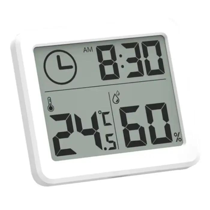 Horloge murale de bureau numérique avec température et humidité, grand écran, fonctionne à piles, po