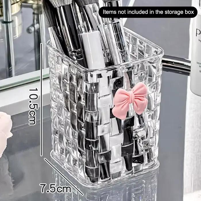 Porte-stylo et boîte de rangement pour bureau, avec décoration en forme de nœud et panier de rangeme