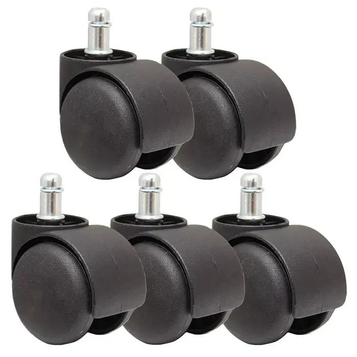 Roulettes à roulettes pour chaise de bureau, 50mm, lot de 5, noires