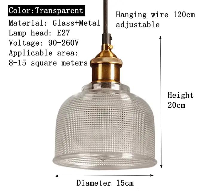 Vitrage pendentif lumières E27 support Vintage classique suspension lampe pour salle à manger chambr