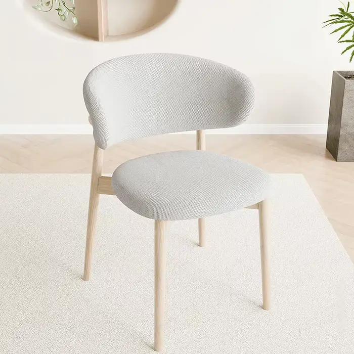 Housse de chaise à dossier en forme de C, couleur unie, élastique, amovible, pour chaise en bois, dé