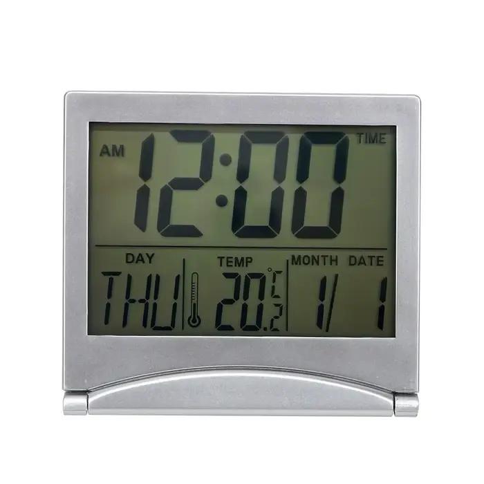 Horloge de bureau Portable multifonction pliable LCD réveil numérique décor à la maison heure Date t