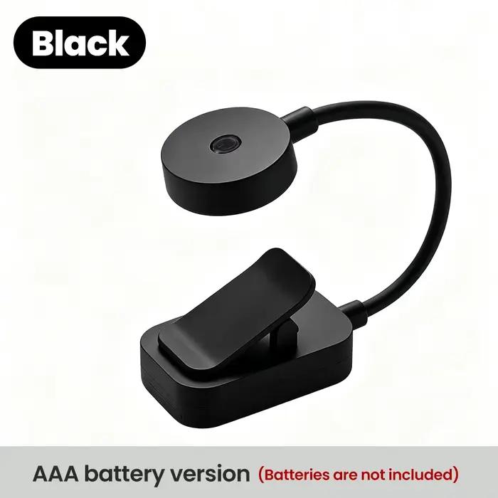 Lampe de lecture LED à piles avec clip, 3 modes, col flexible, portable, lumière de nuit protectrice