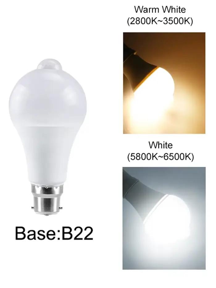 B22 LED ampoule lumière 12W 15W 18W 20W PIR capteur mouvement ampoule lampe économie d'énergie pour 