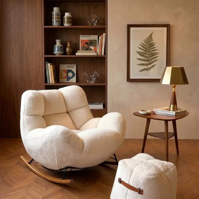 Fauteuil à bascule ergonomique de style nordique pour salon, chaise de bureau paresseuse, Poltronas 