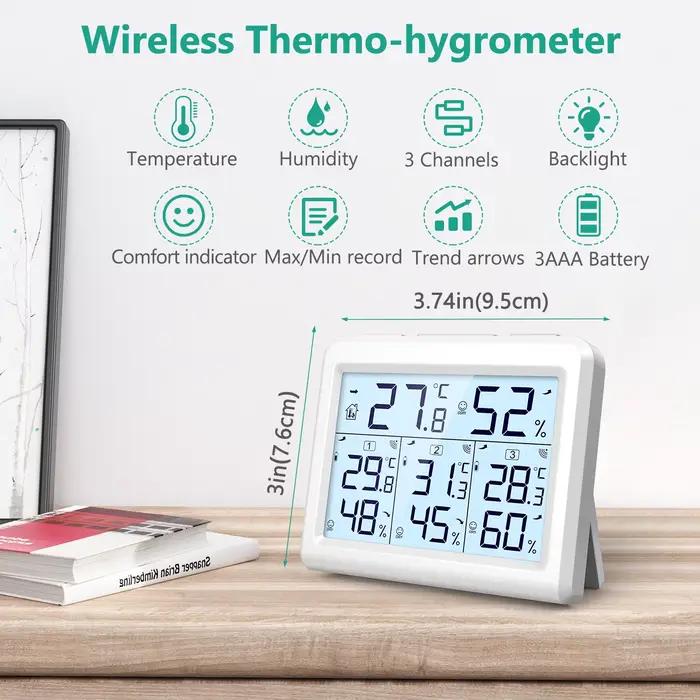 ORIA Thermomètre hygromètre numérique Thermomètre extérieur intérieur Moniteur de jauge de températu