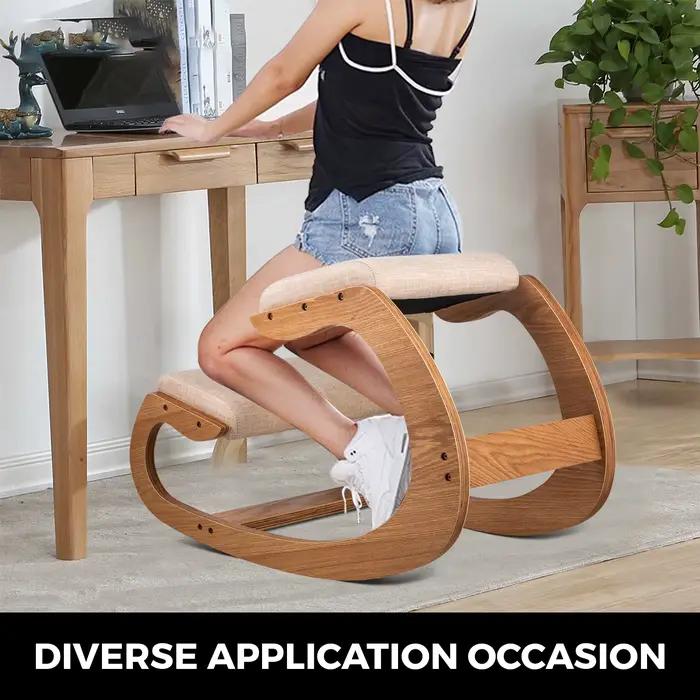 SucceBuy chaise à bascule ergonomique en bois à genoux Posture correcte chaise d'ordinateur mobilier