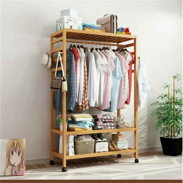 Porte-vêtements roulants porte-vêtements suspendus robustes avec des étagères de rangement pour vête