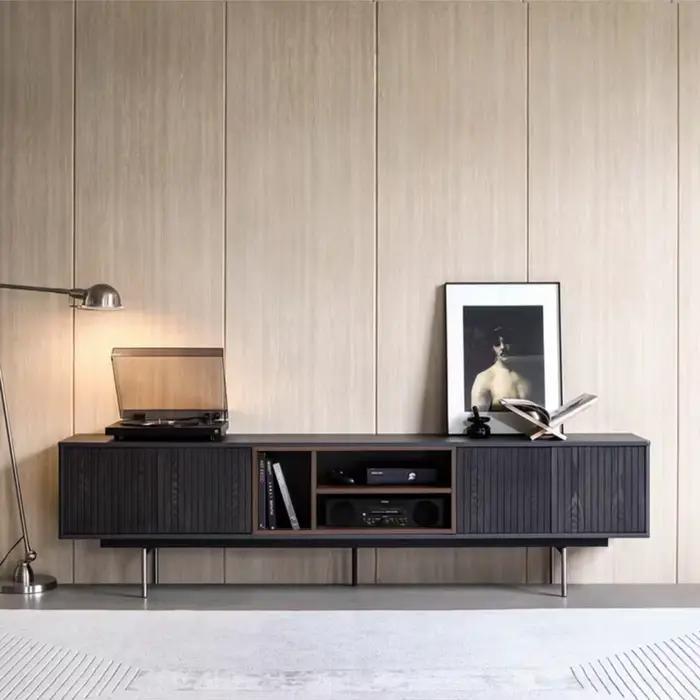 ATUNUS meubles de maison moderne nordique noir en bois de chêne massif meuble TV de rangement armoir