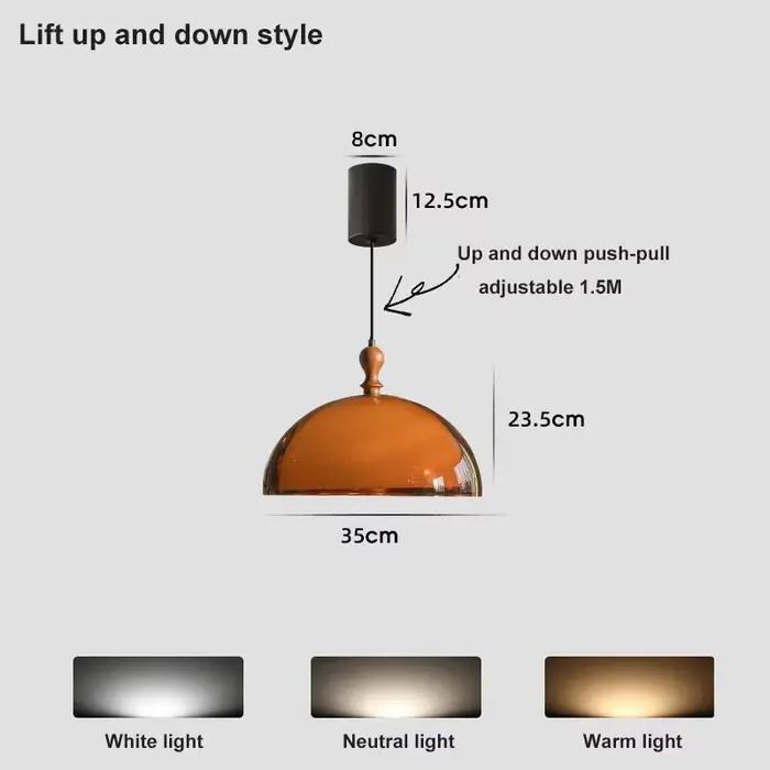 Lampe suspendue vintage Bauhaus orange, style rétro français, LED réglable, pour table à manger, caf