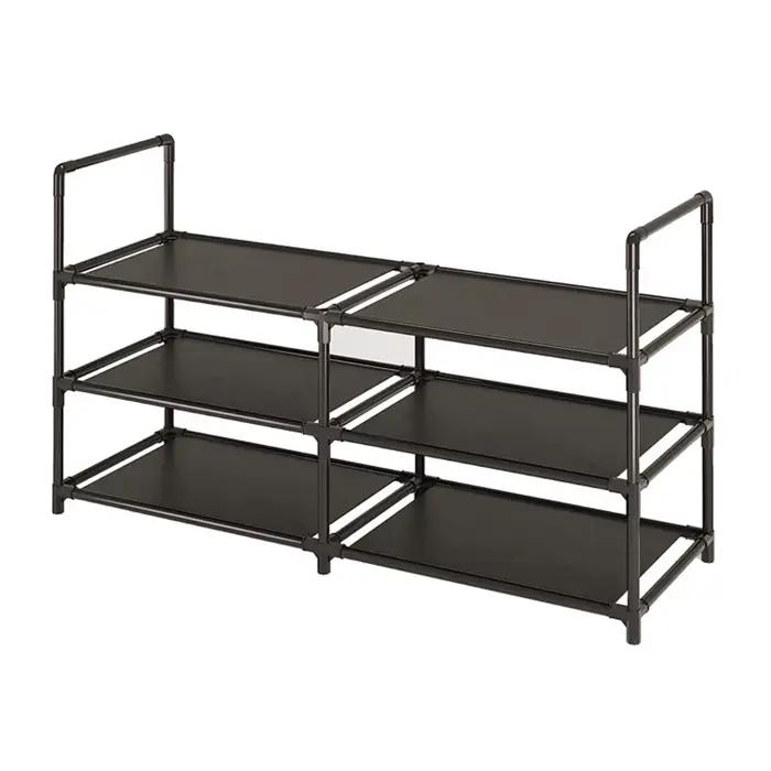 Étagère à chaussures à 3 niveaux, organisateur de rangement Long, large étagère à chaussures en méta