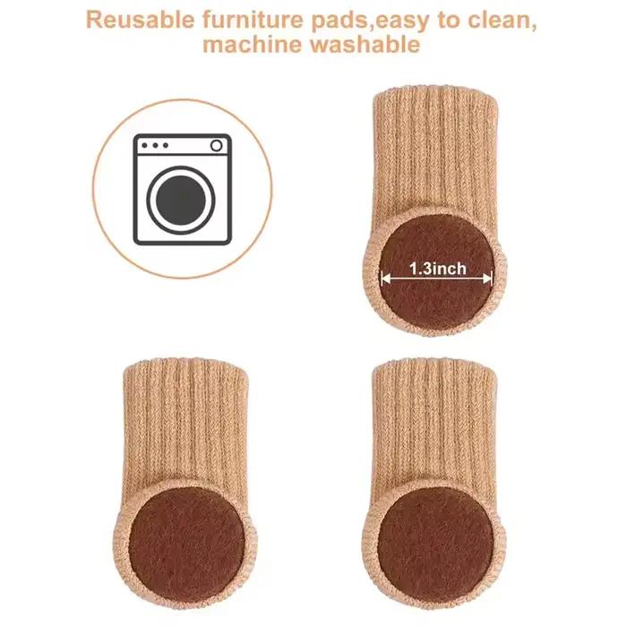 24 pièces pieds de meubles protecteurs tricotés pieds de chaise sol coussinets antidérapants pieds d