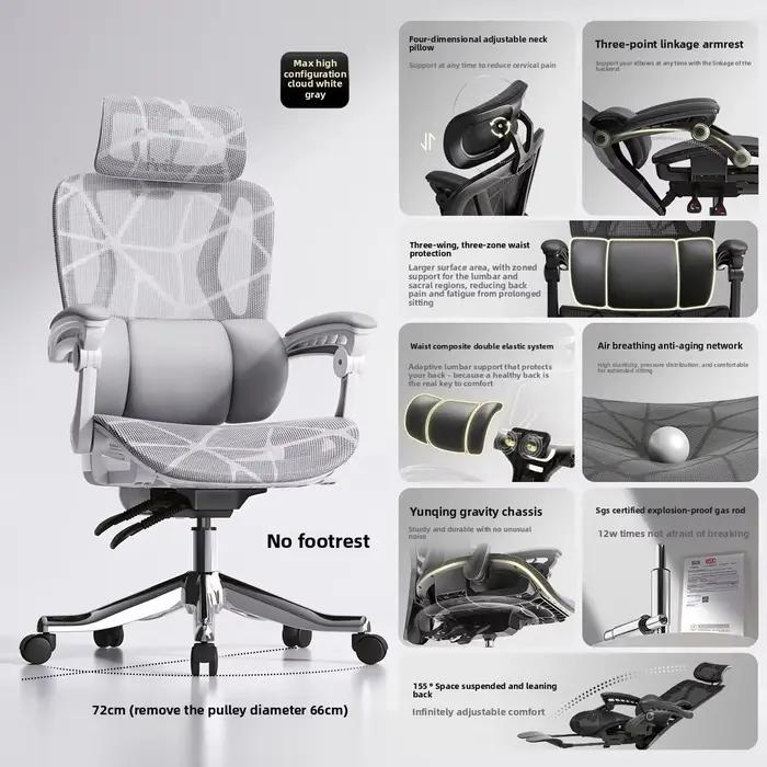 UVR Design ergonomique chaise ménage tabouret inclinable sédentaire confort maille chaise de bureau 