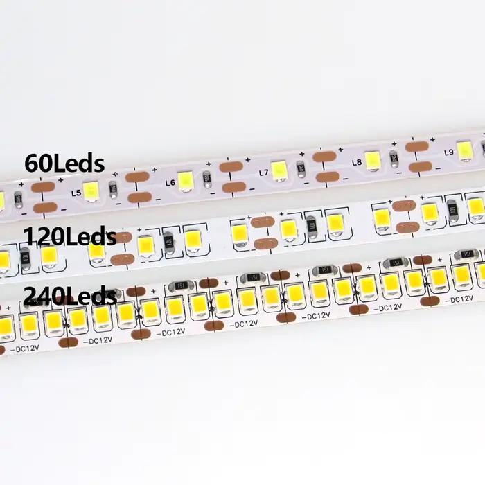 Bande lumineuse LED SMD 2835, DC 12 V, 0.5-5m, 60/120/240 LED/m, non étanche, décoration de cuisine 
