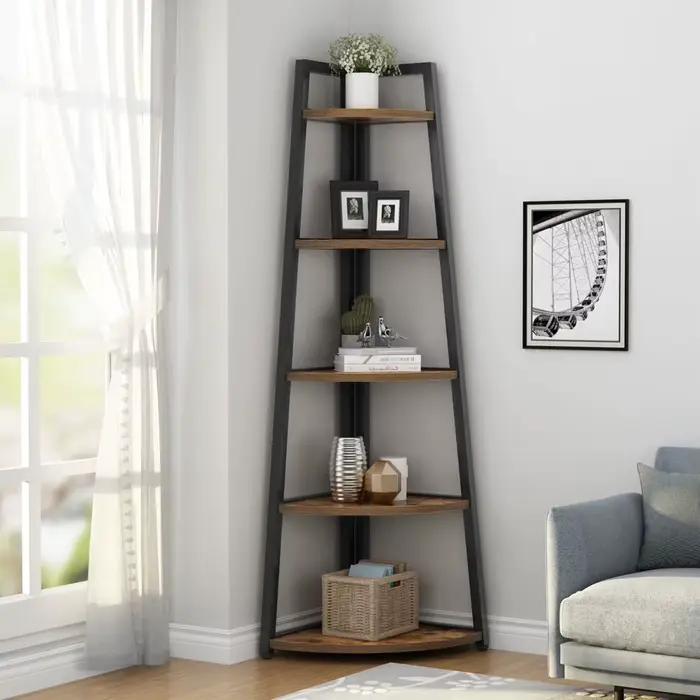 Tribesigns-Bibliothèque d'angle en bois T1, étagères de rangement