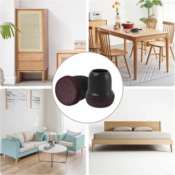 Protecteurs de sol pour pieds de chaise en Silicone noir, 16 pièces, avec tabouret de Bar enveloppé,