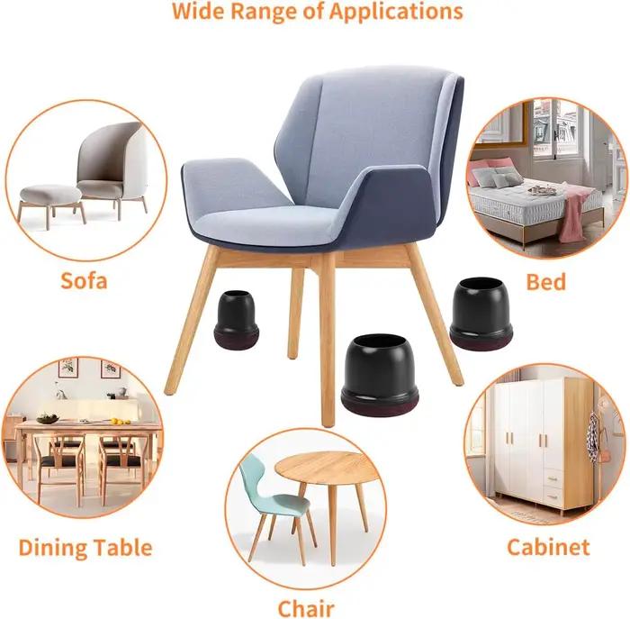Protecteurs de sol pour pieds de chaise, 8 pièces, antidérapants 360 °   Couvre-pieds de meubles en 