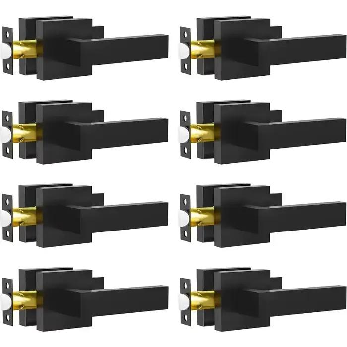 Paquet de 8 poignées de porte intérieures noires mates pour couloir et placard, porte intérieure car