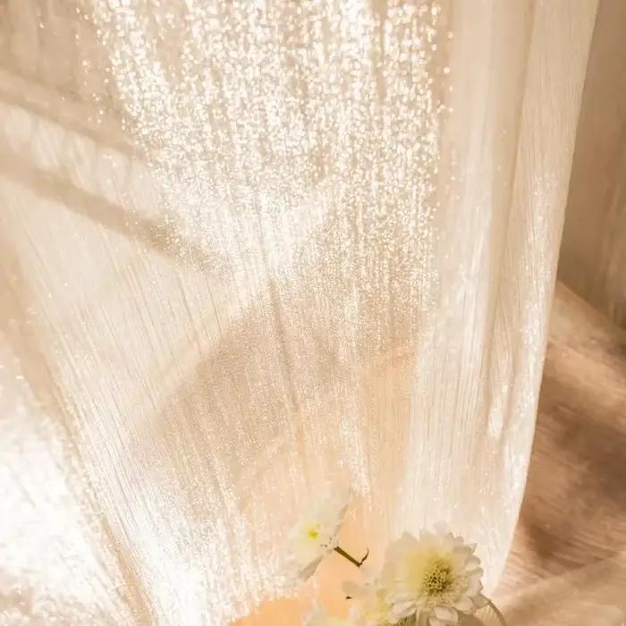 Rideau rouge en Tulle pour salon de rêve, balcon, baie vitrée, chambre à coucher, fil doré français 
