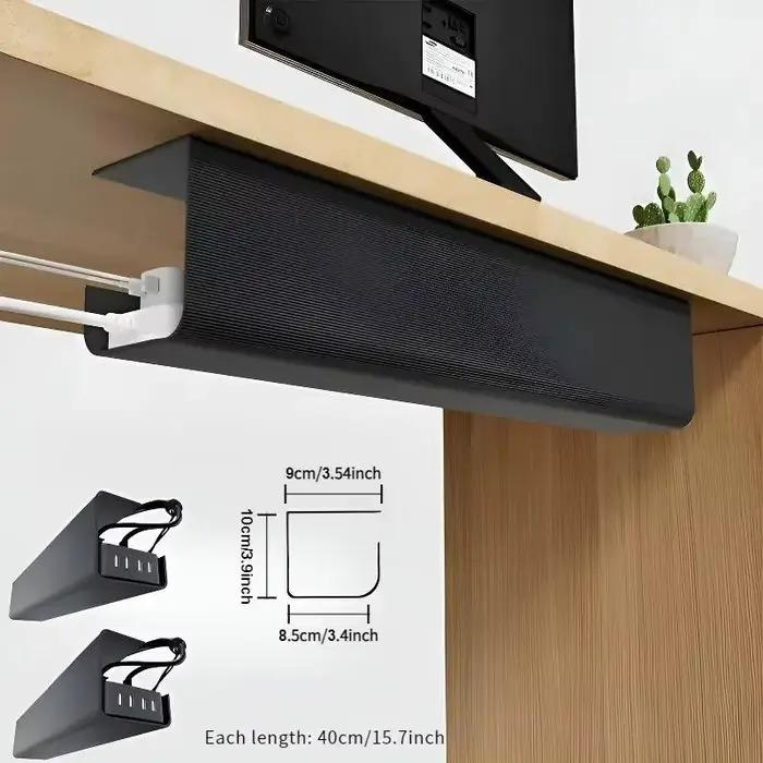 Organisateur de câbles sous table en PVC, 40cm/15.75 pouces, support de rangement de fils de bureau 