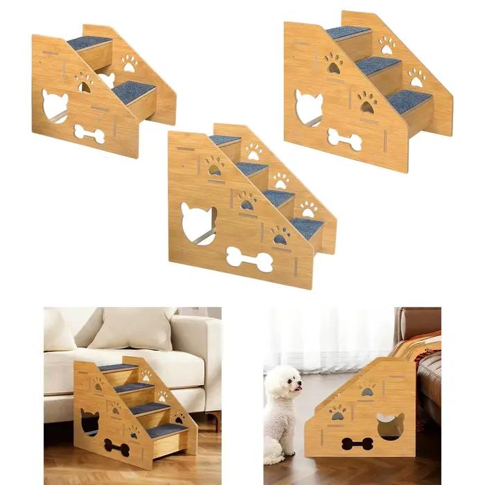 Escalier pour animaux de compagnie, rampe antidérapante en bois, accessoires de maison pour petits c