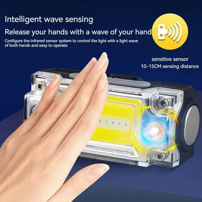 Mini lampe de sauna COB pour touristes, lampe de poche à capteur, 5 modes d'éclairage, camping en pl