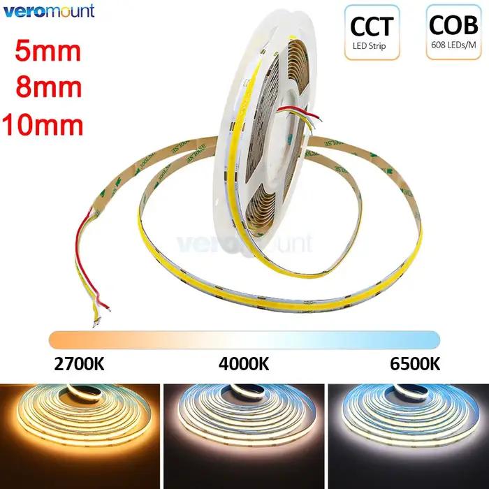 Bande LED COB CCT à Intensité Variable pour Touriste, Ruban Linéaire Flexible, Haute Densité, 3 Fils