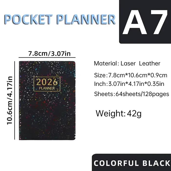 NOUVEAUTÉ! Agenda A7 2026 avec pochette, calendrier, agenda hebdomadaire, carnet de rendez-vous, pou