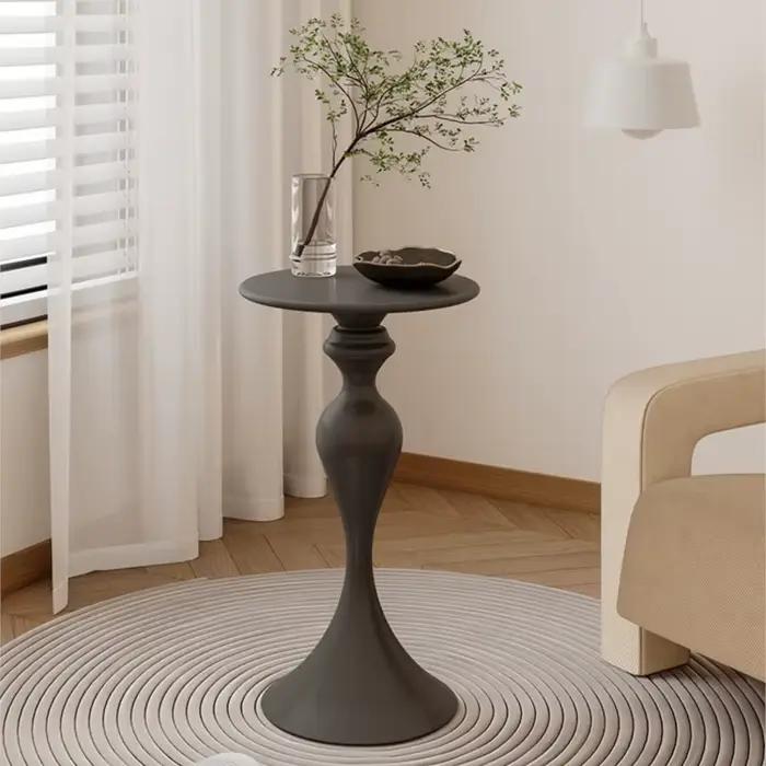 Table d'appoint ronde pour canapé, style crème, étagères en fer, petite table basse, mini chevet, cé