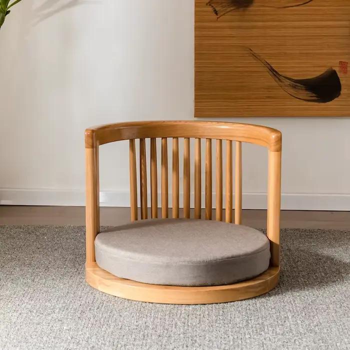 Chaise de méditation japonaise Zaisu avec accoudoirs et support arrière, chaise Tatami traditionnell