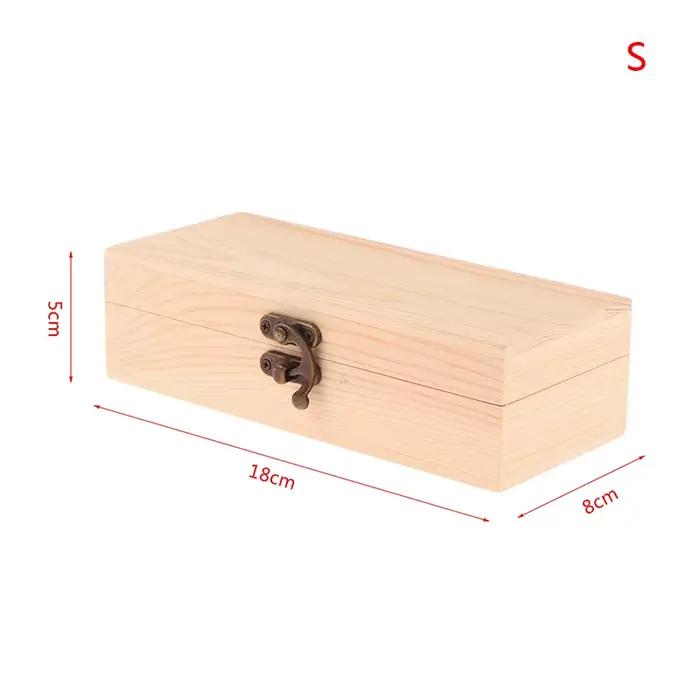 Boîte de rangement rectangulaire en bois, mallette de rangement en bois, conteneur simple, poussière