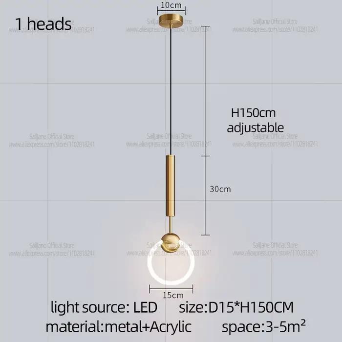 LED Lampe Suspendue Moderne De Luxe Style Nordique Restaurant Pendentif Lumière Chambre Chevet Lustr