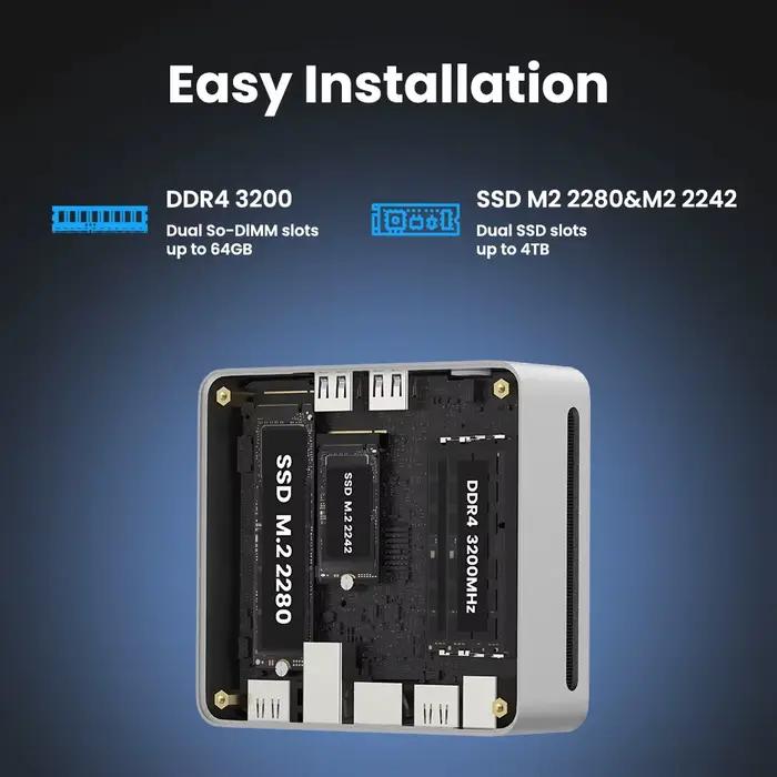 Mini PC Gamer de bureau portable Genmachine avec processeur AMD Ryzen 4500U 4600H 4700U 4800H ES, so