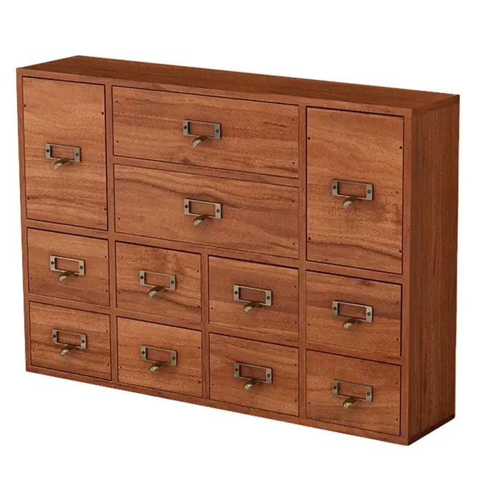 Armoire d'apothicaire en bois à 12 tiroirs, boîte de rangement de table, petit rangement pour papete