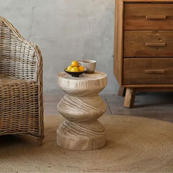 MOMO-Petite table d'appoint en bois, tabouret bas original, Wine--sabi, B & B, décoratif, rétro, boi