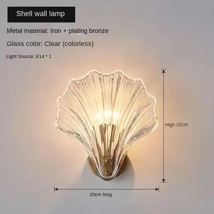 Applique Murale de Luxe Postmoderne - Design Coquille et Verre à Tête Unique, Luminaire de Chambre, 