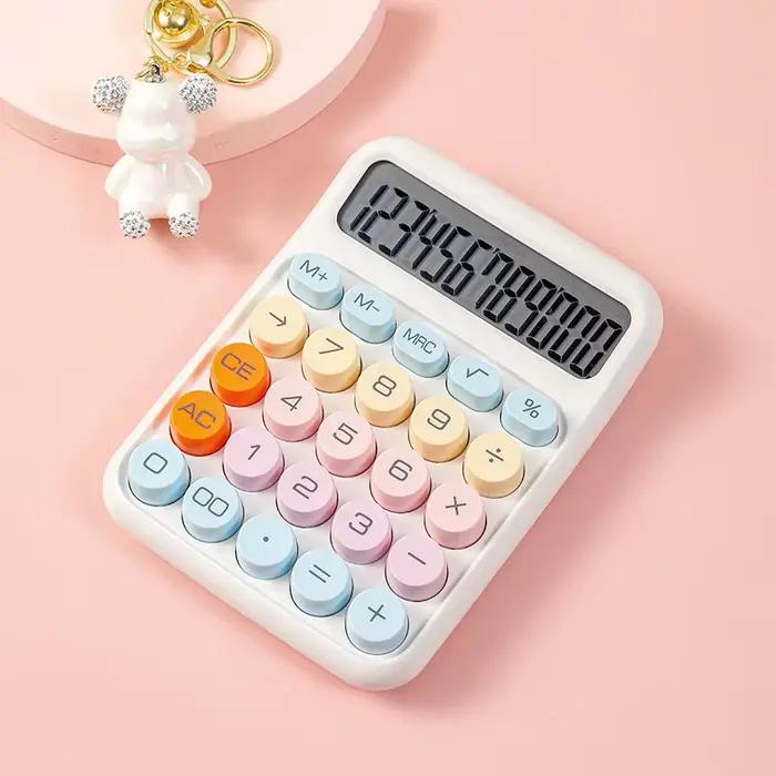 Calculatrice à clavier mécanique à 12 chiffres pour bureau, 1 pièce, calculatrice couleur bonbon mig