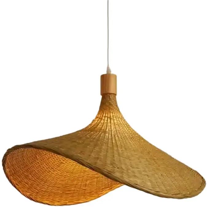 Lampe suspendue en bambou BSEVB, cordon en corde de chanvre, abat-jour en rotin, luminaire de plafon