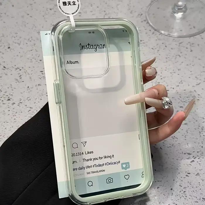 Coque de téléphone arrière transparente avec cadre couleur bonbon, étui de luxe antichoc en acryliqu