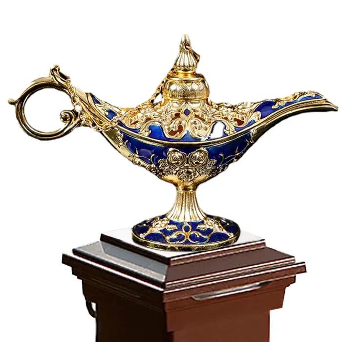 Lampe Aladdin en métal incurvé, lampe de costume arabe, lampe de Press vintage, porte-encens