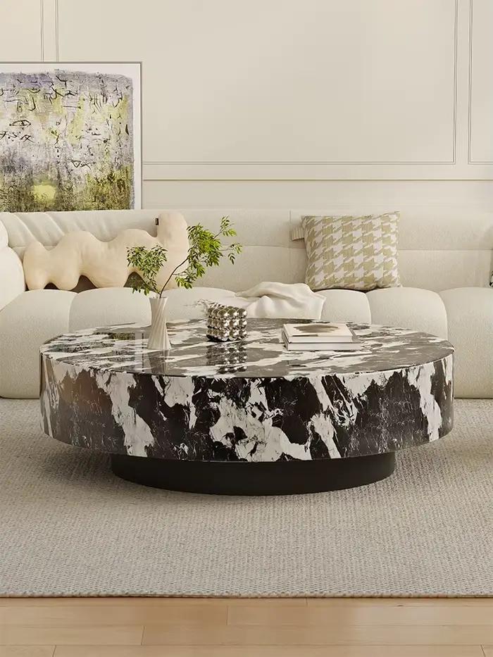 Ensemble de tables gigognes rondes en marbre italien minimaliste sur mesure, toutes tailles, luxe, p