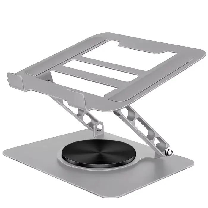 Support pour ordinateur portable pour bureau, support d'ordinateur réglable avec 360 °   Base rotati