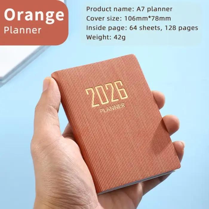 Agenda Portable A7 2026 de poche avec calendrier, planificateur hebdomadaire, livre de rendez-vous, 